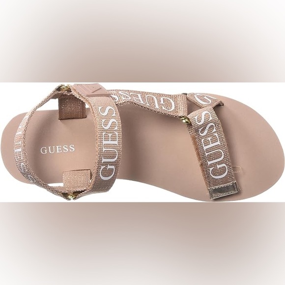 Guess Women's AVIN Wedge Sandals Rose Gold New 8 Shoes - Picture 5 of 6